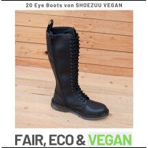 Shoezuu 20 Eye UK Zip Boot Black 40