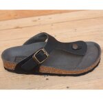 Vegetarian Shoes Toe Post Sandal Black 42